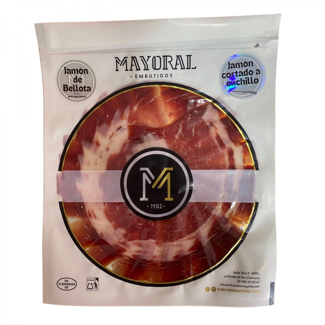 Jamón de Bellota Ibérico 50% Raza Ibérica loncheado a cuchillo