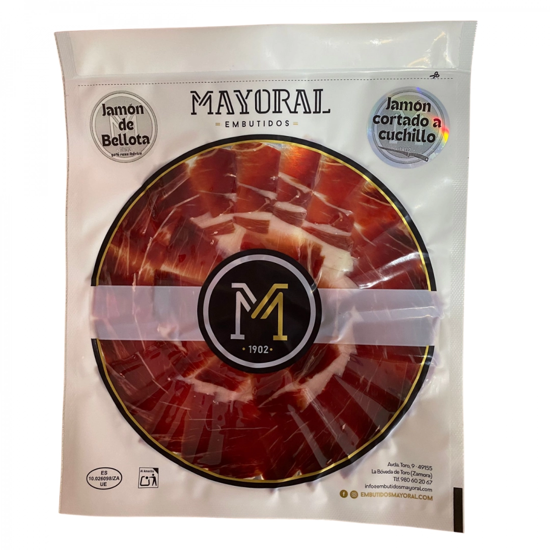 Jamón de Bellota Ibérico 50% Raza Ibérica loncheado a cuchillo